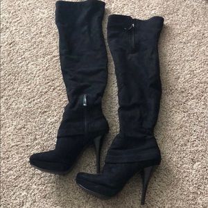 GUESS black suede over the knee boots